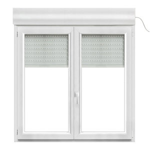 Fenêtre PVC blanc oscillo-battante 2 vantaux + volet roulant h.135 x l.140 cm