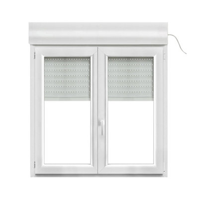 Fenêtre PVC 2 vantaux oscillo battant + volet roulant électrique GoodHome .120 x h.115 cm - vue 2