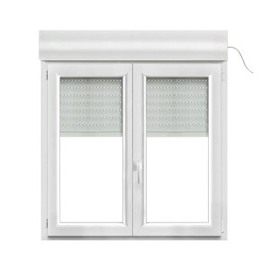 Fenêtre PVC blanc oscillo-battante 2 vantaux +volet roulant h.115 x l.120 cm