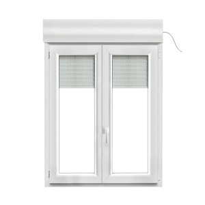 Fenêtre PVC blanc oscillo-battante 2 vantaux + volet roulant h.125 x l.100 cm