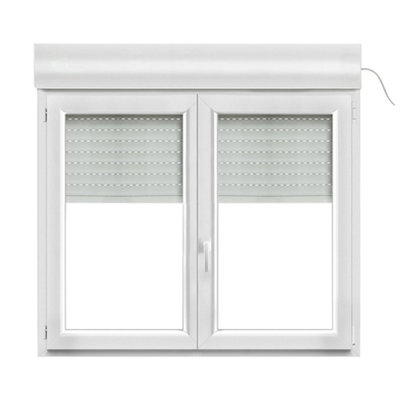 Fenêtre PVC 2 vantaux oscillo battant + volet roulant électrique GoodHome .140 x h.115 cm - vue 2