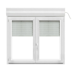 Fenêtre PVC blanc oscillo-battante 2 vantaux + volet roulant h.115 x l.140 cm