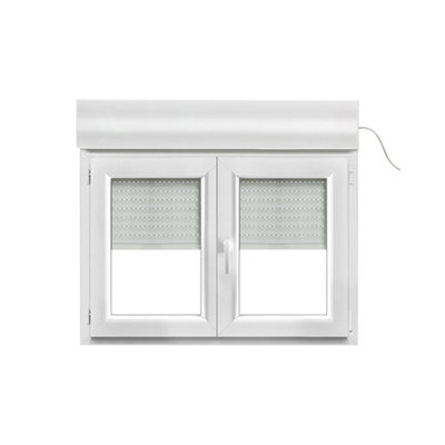 Fenêtre PVC 2 vantaux oscillo battant + volet roulant électrique GoodHome .120 x h.75 cm - vue 2