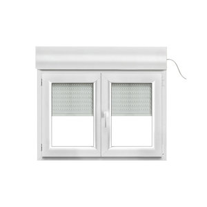 Fenêtre PVC blanche 2 vantaux oscillo-battante + volet roulant intégré - h.75 x L.120 cm