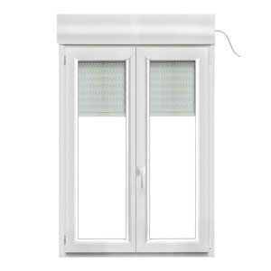Fenêtre PVC blanc oscillo-battante 2 vantaux + volet roulant h.135 x l.100 cm