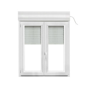Fenêtre PVC blanc oscillo-battante 2 vantaux + volet roulant h.105 x l.100 cm