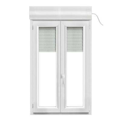Fenêtre PVC 2 vantaux oscillo battant + volet roulant électrique GoodHome 90 x h.135 cm - vue 2