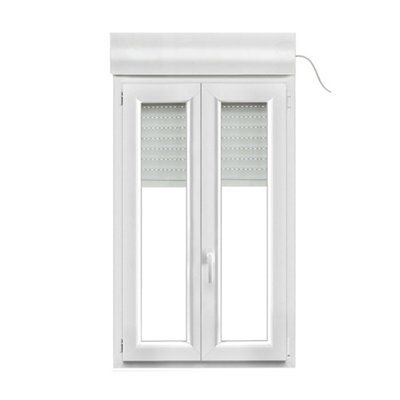 Fenêtre PVC 2 vantaux oscillo battant + volet roulant électrique GoodHome .80 x h.125 cm - vue 2