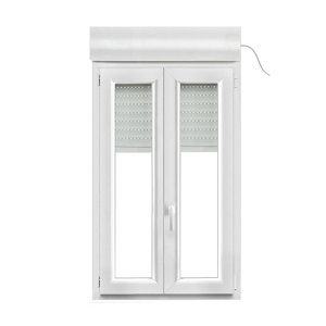 Fenêtre PVC blanc oscillo-battante 2 vantaux + volet roulant h.125 x l.80 cm