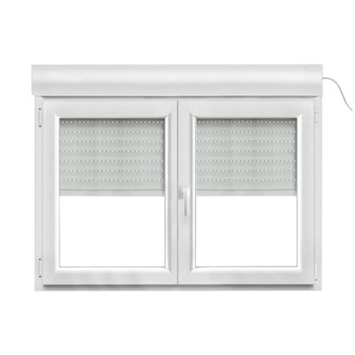 Fenêtre PVC 2 vantaux oscillo battant + volet roulant électrique GoodHome .140 x h.95 cm - vue 2