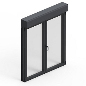 Fenêtre aluminium gris oscillo-battante 2 vantaux + volet roulant h.115 x l.140 cm