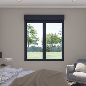 Fenêtre aluminium gris oscillo-battante 2 vantaux + volet roulant h.105 x l.120 cm