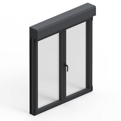 Fenêtre alu 2 vantaux oscillo battant + volet roulant électrique GoodHome .100 x h.135 cm - vue 2