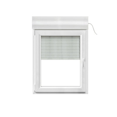 Fenêtre PVC 1 vantail oscillo battant + volet roulant électrique GoodHome .80 x h.95 cm tirant gauche - vue 2
