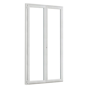 Porte-fenêtre PVC blanc 2 vantaux H.215 x l.100 cm