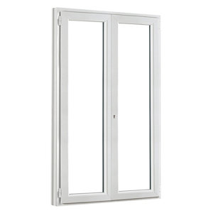Porte-fenêtre PVC blanc 2 vantaux H.215 x l.140 cm