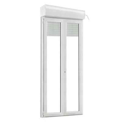 Porte fenêtre PVC 2 vantaux tirant + volet roulant électrique GoodHome .120 x h.205 cm tirant droit - vue 2