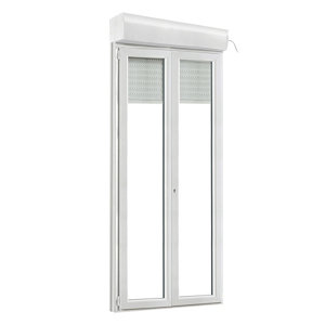 Porte-fenêtre PVC blanc 2 vantaux + volet roulant H.215 x l.140 cm