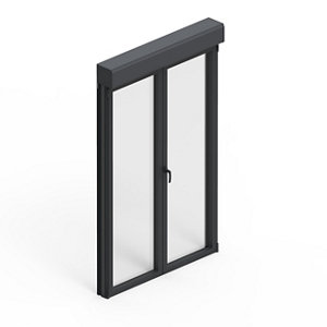 Porte-fenêtre aluminium + volet roulant intégré 2 vantaux H. 205 x l. 120 cm