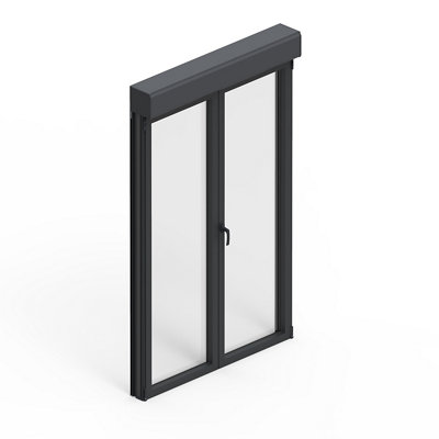 Porte fenêtre alu 2 vantaux + volet roulant électrique GoodHome .140 x h.215 cm tirant droit - vue 2