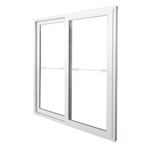 Baie vitrée PVC blanc 2 vantaux  H.200 x l.240 cm