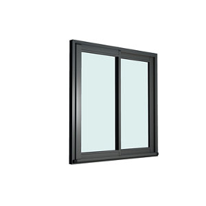 Baie vitrée aluminium gris 2 vantaux H.200 x l.240 cm