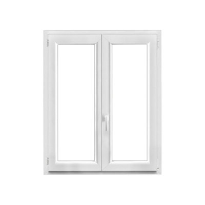 Fenêtre 2 vantaux oscillo battante tirant droit double vitrage GoodHome en PVC .95 x H.128 cm - vue 2