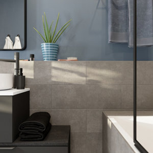 Carrelage mural "Konkrete" gris anthracite - l. 20 x L. 60 cm