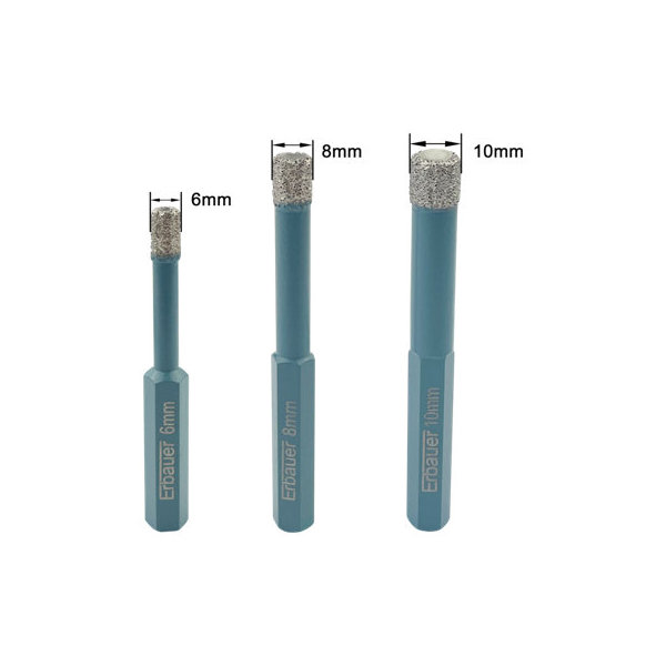 Set De 3 Forets Diamantés XYZDOUBLE – 6mm, 8mm, 10mm – Pour Carrelage, Verre Et Céramique