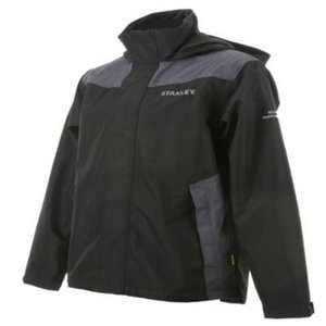 Veste imperméable ASSENT noire et grise avec capuche et coupe-vent taille S