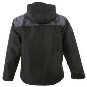 Veste imperméable ASSENT noire et grise avec capuche et coupe-vent taille XXL