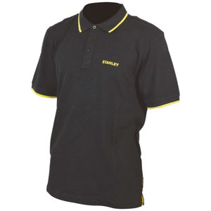 Polo de travail noir liseré jaune manches courtes 100% coton TEXAS taille XL