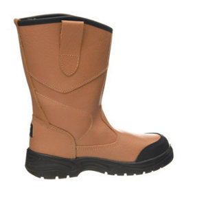Bottes de sécurité fourrées en cuir crème "Rigger" - T 45