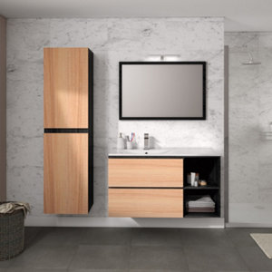 Ensemble meuble + vasque + miroir + applique LED "Hera"