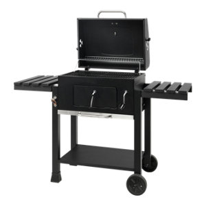 Barbecue à charbon noir + 2 étagères pliantes "PREMIUM" - L. 114 X l. 62 x H. 106,5 cm