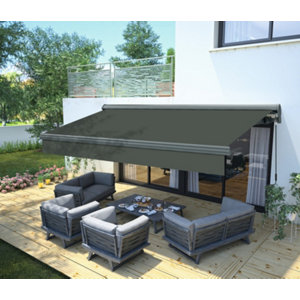 Store banne manuel l. 5 m x prof. 3 m avec semi-coffre