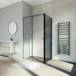 Paroi de douche latérale 80 cm noir mat verre fumé