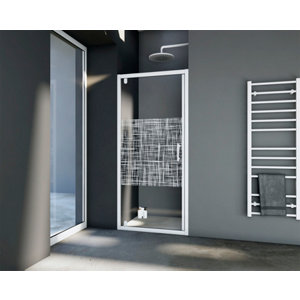 Porte de douche pivotante sérigraphie blanche l. 80 cm x H.190 cm