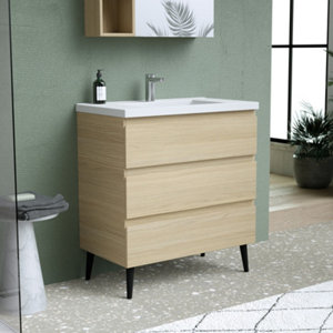 Meuble sous vasque a poser decor scandinave "style" l.80 x h.86 x p.45 cm