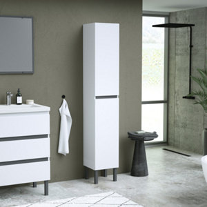 Colonne de rangement decor blanc/gris "style" l.30 x h.176 x p.30 cm