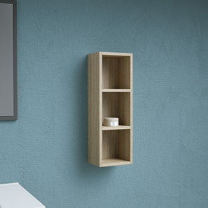Rangement mural 3 niches decor bois clair "style" l.20 x h.60 x p.15 cm