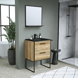 Meuble sous vasque a poser decor bois "district" l.67 x h.85 x p.45 cm