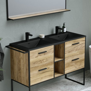 Plan vasque resine  noir "district" l.120 x p.46 cm