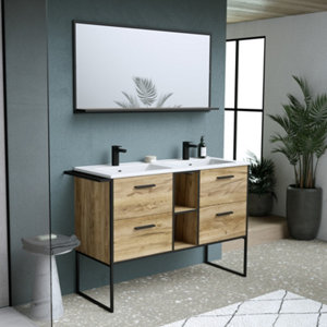 Plan vasque resine blanc "district" l.120 x p.46 cm