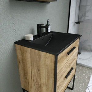 Plan vasque resine noir "district" l.60 x p.46 cm