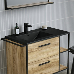 Plan vasque resine noir "district" l.80,5 x p.46 cm