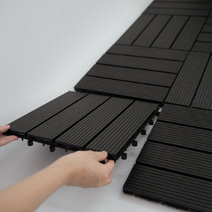 Lot de 6 dalles de jardin en composite anthracite 300 X 300 X 22 mm