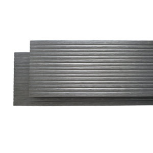 Lame composite extérieur gris effet bois réversible L. 2,20 m x l. 14,5 cm