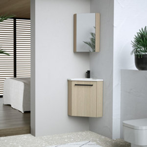 Armoire miroir d’angle avec porte réversible et fermeture amortie 30 x 60 cm
