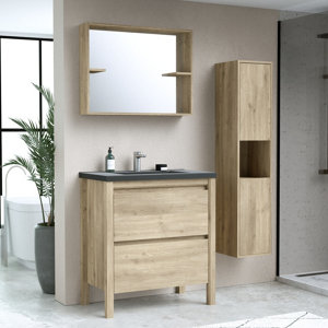 Meuble à poser décor imitation bois foncé AUTHENTIK 80 x 85 x 46 cm